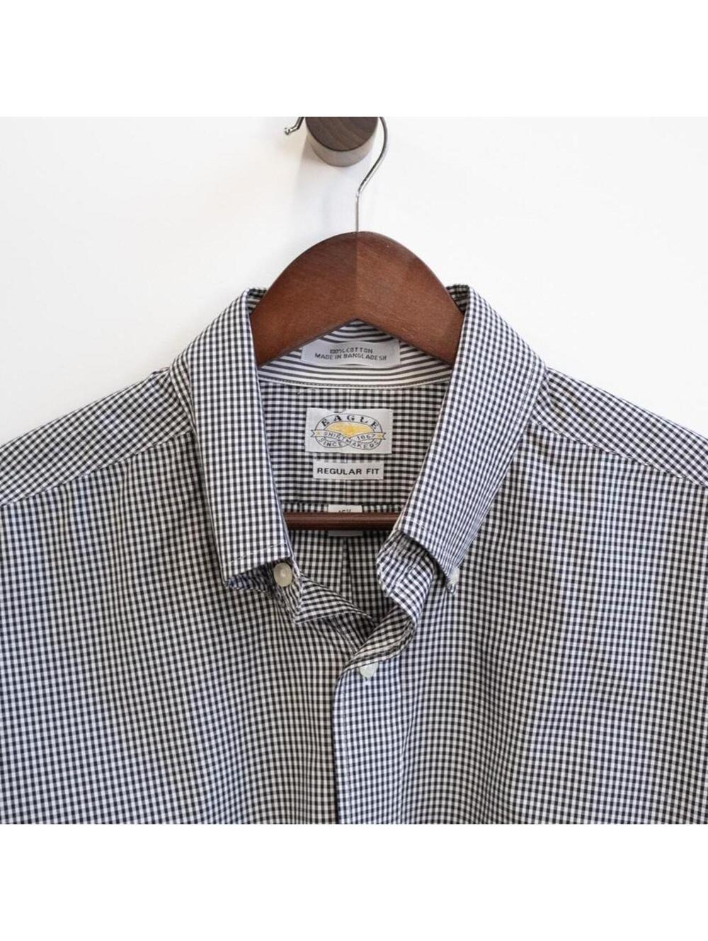 Eagle Shirtmakers Black & White Micro Check Regular Fit Dress Shirt